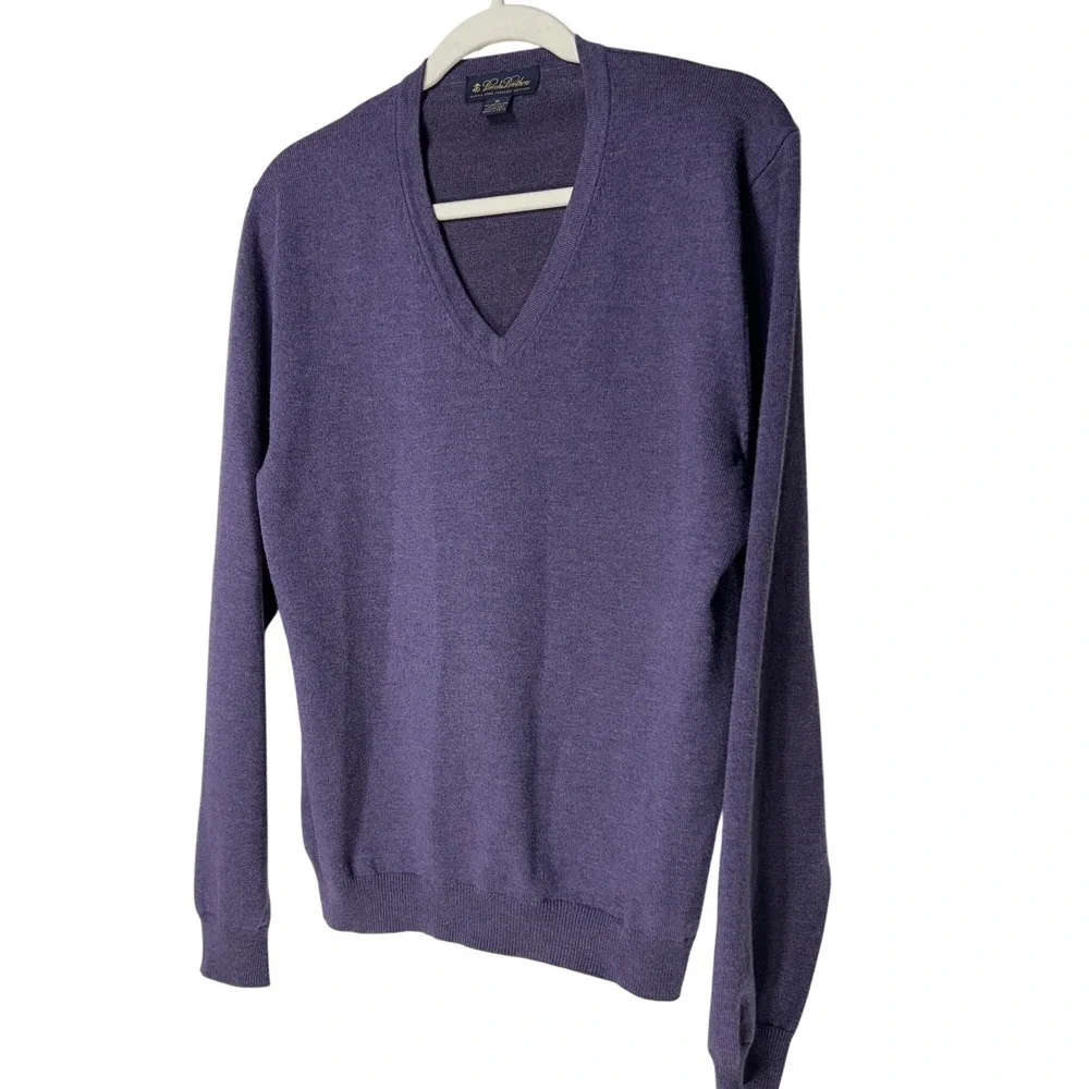 Brooks Brothers Extra Fine Italian Merino Lightweight Stretch V-Neck Size M Golf